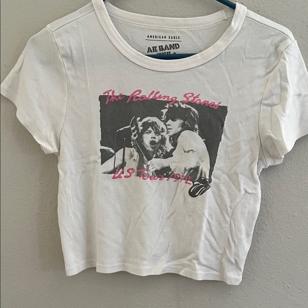 Rolling Stones Cropped Baby Doll Tee size L